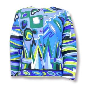 Petrina Colorful Psychedelic Graphic Print Button Up Vintage Jacket